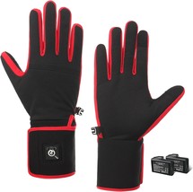 SAVIOR HEAT Heated Glove Liners for Men Women Rechargeable Battery M-L Black/Red - £25.92 GBP