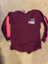 PINK Victorias Secret Logo Sweatshirt Womens X-Small XS Maroon Athletic - £9.66 GBP
