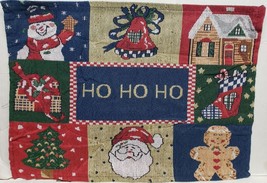 Set Of 2 Same Tapestry Placemats, 13&quot; X 18&quot;, Christmas Theme Squares, Ho Ho Ho - £10.07 GBP