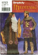 Simplicity 9753 Mens Medieval 42-48 Merlin Prince Arthur Costume pattern UNCUT - £20.56 GBP