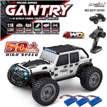 2 battery 16103 50km/h 1/16 Fast Rc Cars Off Road 4WD with LED Headlights2.4G Wa - £67.34 GBP