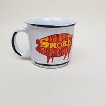 Boston Warehouse Where there is Smoke there is food w/Red Pig 3.5&quot; Tall Mug - £7.81 GBP