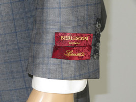 Men Suit BERLUSCONI Turkey Italian Wool 180's Glenn Plaid K230-12 Gray Blue image 7