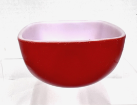 Vintage Red Pyrex Small Red Square Bowl 7 OZ 3 1/2 x 2 inch Good Shape - $12.38