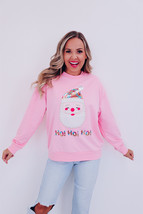 Pink HO HO HO Sequined Santa Claus Sweatshirt - $22.84