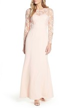 Eliza J Embroidered Bodice Crepe Evening Gown Blush sz 8 P NEW - $109.50