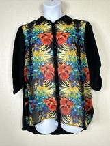 Roz &amp; Ali Womens Plus Size 1X Colorful Floral Button Up Shirt 3/4 Sleeve - £10.16 GBP