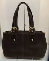 Coach Soho Chocolate Brown Pebble Grain Leather Large Tote Bag F11844 - £66.01 GBP