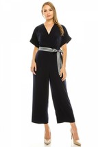 Chic Stylish Maggy London Navy Striped Belted Faux Wrap Jumpsuit, 8-16 - £63.52 GBP