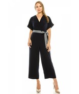 Chic Stylish Maggy London Navy Striped Belted Faux Wrap Jumpsuit, 8-16 - £63.14 GBP