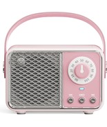 Retro Bluetooth Speaker, Vintage Decor, Portable Small Wireless Radio, Pink - $57.36 CAD