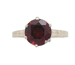 14k White Gold Victorian 1.90 Carat Genuine Garnet Ring Size 5.5 (#J7476) - $564.30