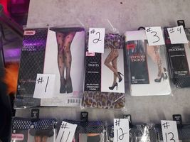 adult lace fish net stockings thigh high halloween scary sexy stripped  - £4.00 GBP
