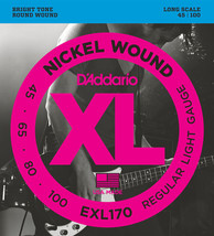 D&#39;Addario EXL170 Nickel Wound Bass Guitar Strings, Light, 45-100, Long S... - £31.39 GBP