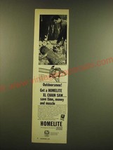 1966 Homelite XL Chain Saw Ad - Outdoorsmen! Get a Homelite XL Chain Saw  - £14.78 GBP