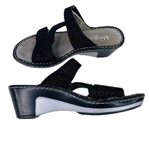 Alegria Loti Sandals 37 Black Leather Sparkle Wedge Lot 699 - £30.81 GBP