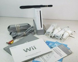 Nintendo Wii Console White RVL-001 W/Cords, Sensor, 2-Remotes-2-Nunchuck &amp; Books - £126.98 GBP