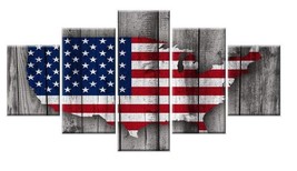 Barn Wood Style American Flag Canvas Wall Art Print Home Decor 5 Piece Wildlife - $30.50+