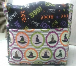 Witches Hats Boo Halloween Sparkly Purse/Project Travel Bag Handmade 12x12 - £28.58 GBP