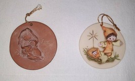 2 LaBerge Round Christmas Ornaments 2 1/4&quot; Love and Baby Jesus Signed 1982 - £14.82 GBP