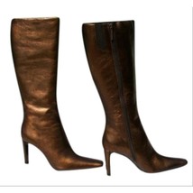 Donald Pliner Bronze Couture Antique Metallic Leather Full Zipper Boot N... - $198.00