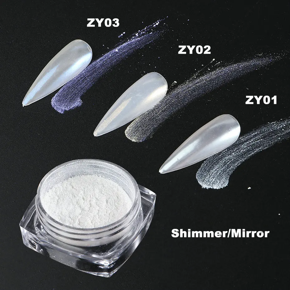 Sporting White Chrome Nail Powder Mirror Mermaid Shimmer Pearl Nail Art Pigment  - £23.81 GBP