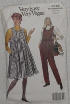 Very Easy Vogue Pattern 8153 Misses&#39; Maternity Jumper, Jumpsuit, Top Size 8 Vtg - £5.83 GBP