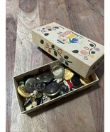 Box of Vintage Sewing Buttons 60+ Lots Of Mates - Mixed Lot All Colors S... - $25.65 CAD