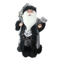 Northlight 16in Standing Santa Claus in Silver and Black with Gifts Christmas Fi - £21.19 GBP