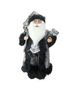 Northlight 16in Standing Santa Claus in Silver and Black with Gifts Chri... - £21.25 GBP
