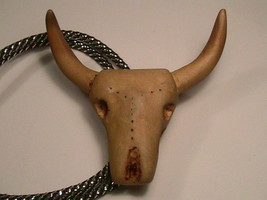 [h3u] Men&#39;s Tie - Wooden, Handmade Bovine Skull - £22.31 GBP