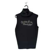 TERRANOVA LET ROCK BE YOUR ENERGY Knitted top sweater turtleneck black s... - $19.79