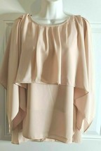 Colleen Lopez Pale Pink Chiffon Flutter Sleeve Lined Tunic Top Blouse Size 10 - £12.10 GBP