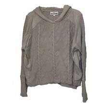 Neon Buddha Sweater Womens Small Tan Taupe Cotton Pullover Knit Hooded - £14.35 GBP