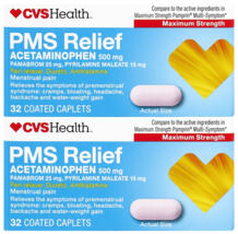 2 x 32-Count CVS Health PMS Relief Acetaminophen Coated Caplets 500mg Ex... - £7.90 GBP