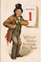 Postcard Bum Calendar With Best Wishes Happy New Year - $2.96