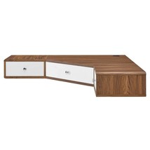 Floating Corner Desk Wall Mount Walnut Laminate White 2 or 3 Drawers 55” or 47&quot; - £220.31 GBP+