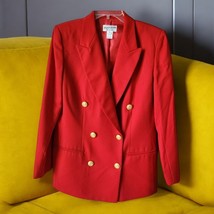 Pendleton Red Wool Structured Double-Breasted Blazer Jacket Gold Buttons Size 8 - £99.96 GBP