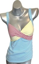 Lands End Tankini Swimsuit Top 4 Blue Yellow Red Stripe Seersucker Under... - £27.61 GBP