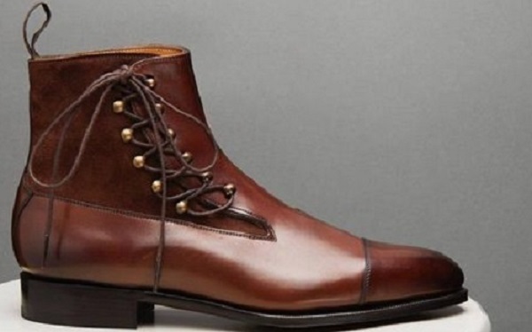 New Men Cap Toe Ankle High Boots Brown Leather Suede Casual Dress Boots Handmad