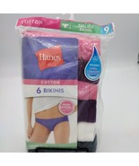 Women&#39;s Hanes Tagless Bikinis Ultra Soft Panties Size 9 Cotton 6 Pair No... - £11.75 GBP
