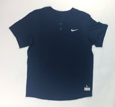 New Nike BP Baseball Jersey Two Button Henley Boy&#39;s Large Navy 578553 $35 - $6.60