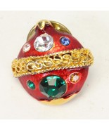 Dale Christmas Burgundy Ornament Brooch Pin Vintage Rhinestones .75&quot; x .8&quot; - €8,44 EUR
