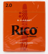 D&#39;Addario Rico RCA1020 Bb Clarinet Reed Strength 2.0 (10-Pack) NEW &amp; SEALED - £16.75 GBP