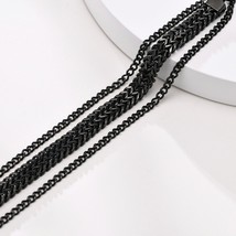 Layered Bracelets for Men, Black Franco Chain, Cuban Chain, Stainless Steel Simp - $17.79