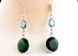 925 Sterling Silver Handmade Tourmaline Gemstone Women Dangle Drop Earrings Gift - £32.92 GBP+