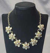 Rhinestone Snowflake Medallions Floral Gold-tone Choker Collar Necklace ... - £15.57 GBP