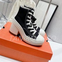 Thick Sole Sneaker Women Platform Canves High Top Lace Up Casual Shoes Designer  - £228.66 GBP