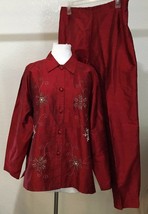 Casey Coleman Womens Silk 2 Piece Outfit Medium Top Large Bottom Shirt P... - $24.75