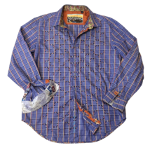 Robert Graham Even Keel Classic Fit Flip Cuff Blue Grid Pattern Cotton S... - $23.75